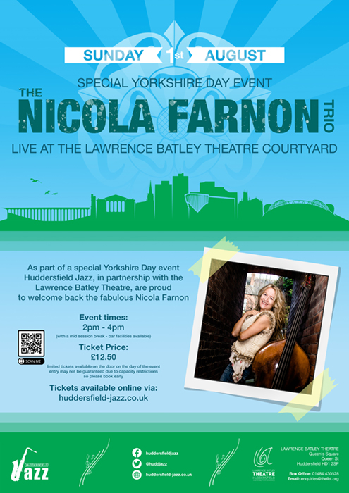 Come celebrate Yorkshire Day with Huddersfield Jazz and the fabulous Nicola Farnon Trio