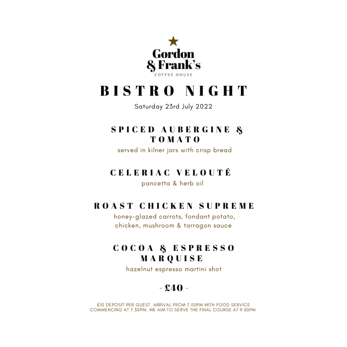 Bistro Night - Coffee Cup Menu