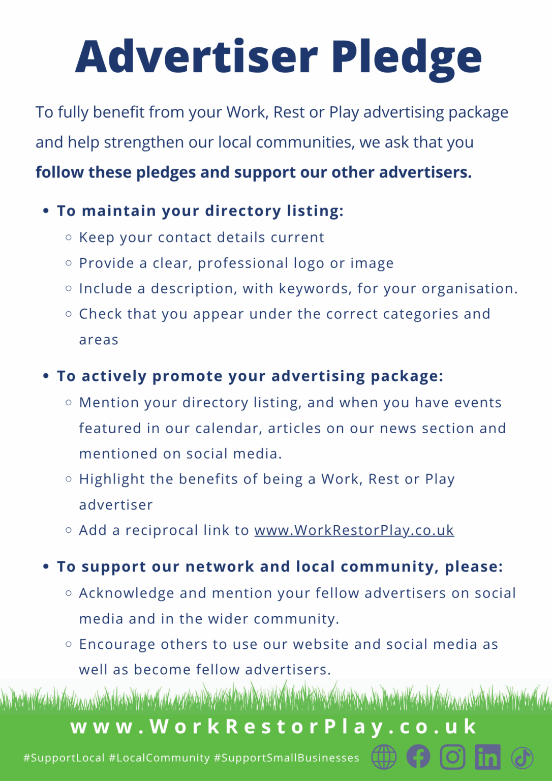 Work Rest or Play Advertiser Pledge - Work, Rest or Play