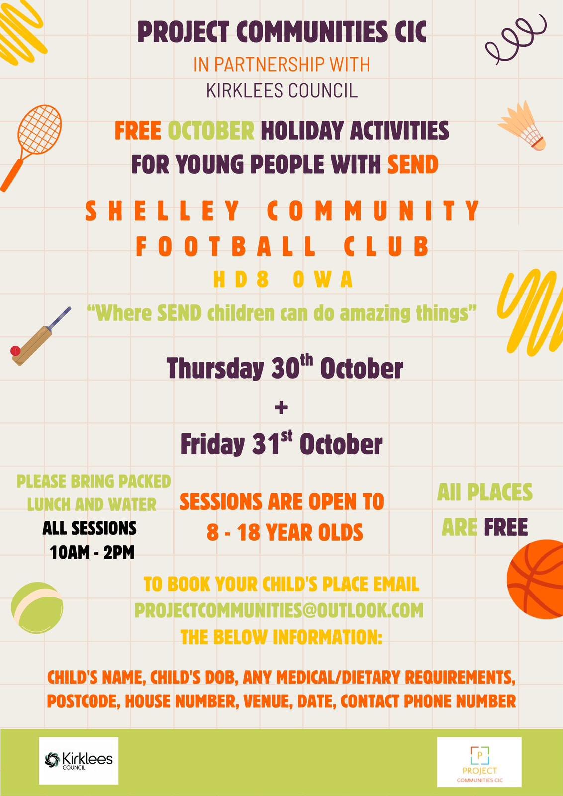 Free October Holiday Activities for Young People with SEND