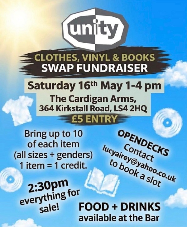 Unity Clothes Vinyl and Books Swap Fundraiser