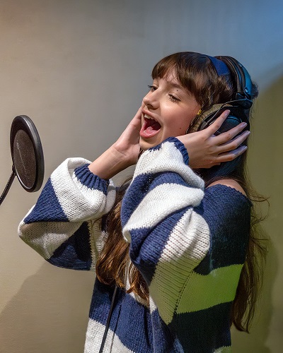 Iris Danbury recording studio singing picture