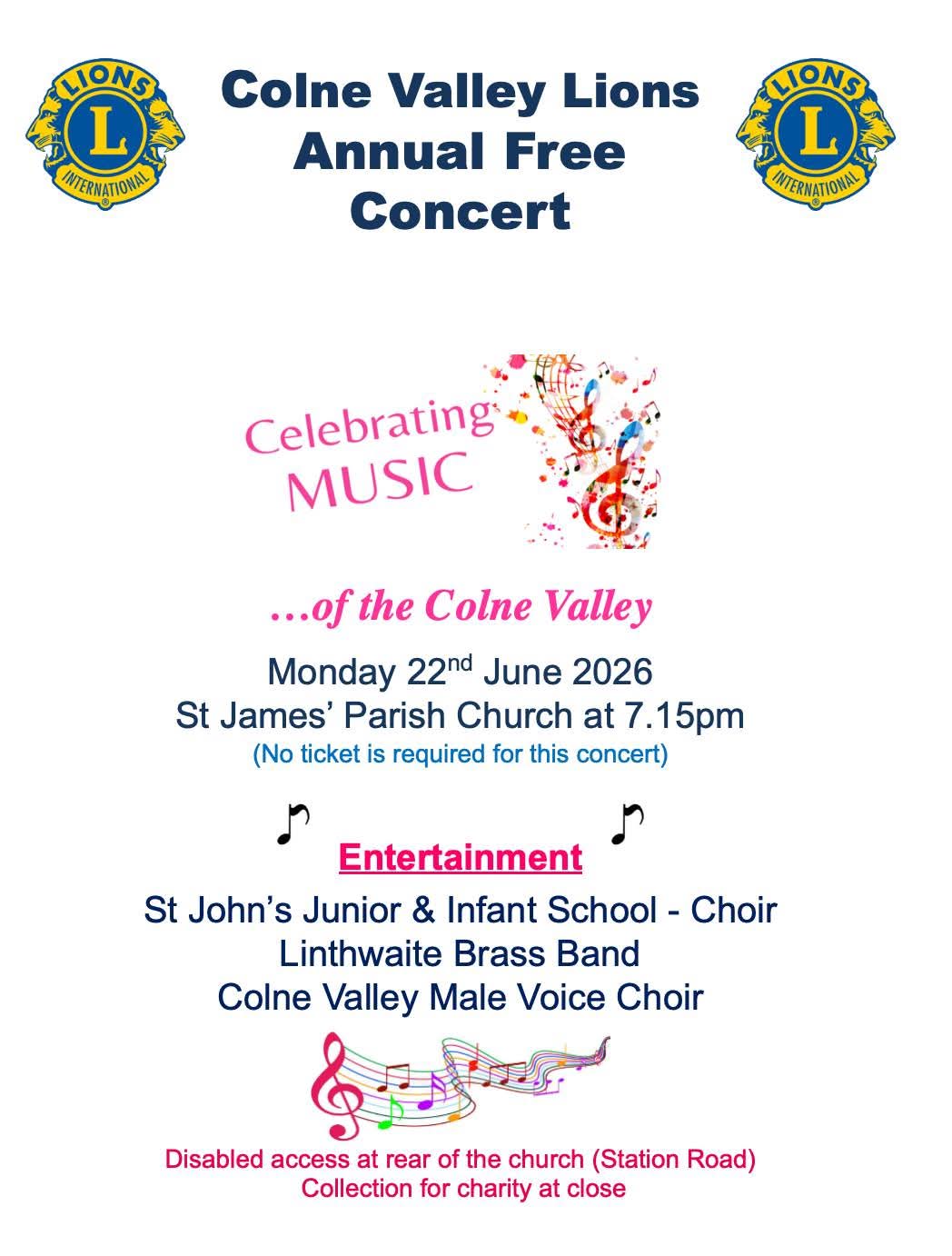 Colne Valley Lions Annual Free Concert