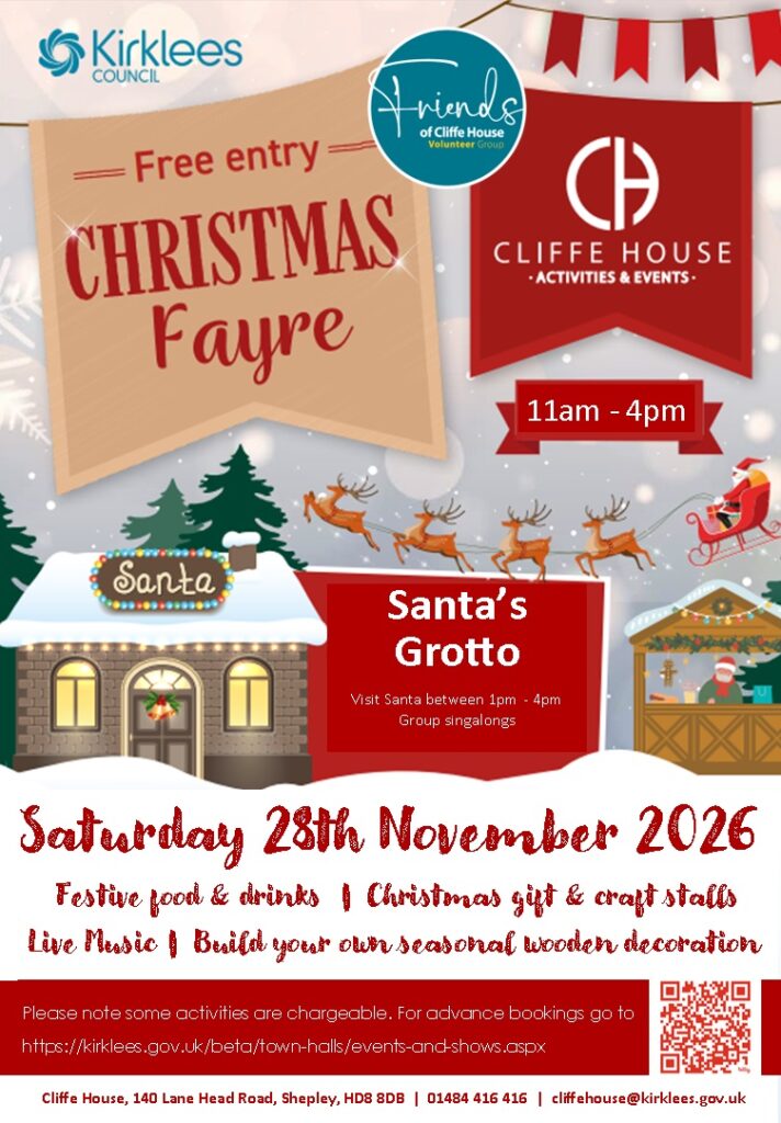 Poster for Cliffe House Shepley Christmas Fayre 2026