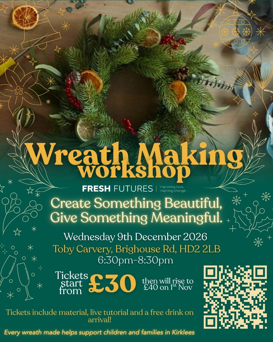 Wreath Making workshop @ Toby Carvery Huddersfield